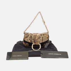 Pre Owned Dolce & Gabbana Beige/Black Python and Satin Chain Coin Purse