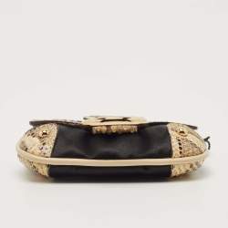 Pre Owned Dolce & Gabbana Beige/Black Python and Satin Chain Coin Purse