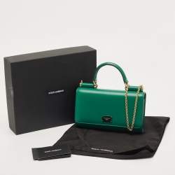 Pre Owned Dolce & Gabbana Green Leather Miss Sicily Wallet on Chain