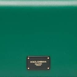 Pre Owned Dolce & Gabbana Green Leather Miss Sicily Wallet on Chain