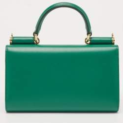 Pre Owned Dolce & Gabbana Green Leather Miss Sicily Wallet on Chain