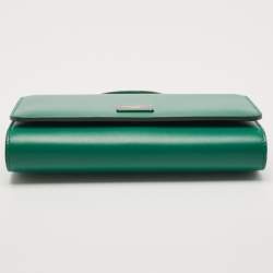 Pre Owned Dolce & Gabbana Green Leather Miss Sicily Wallet on Chain