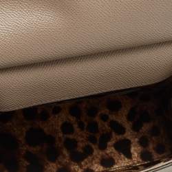 Dolce & Gabbana Taupe Leather Small Miss Sicily Top Handle Bag