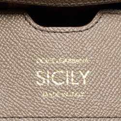 Dolce & Gabbana Taupe Leather Small Miss Sicily Top Handle Bag