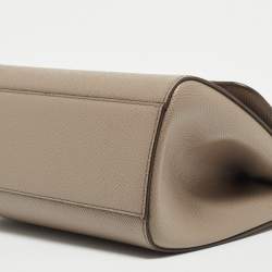 Dolce & Gabbana Taupe Leather Small Miss Sicily Top Handle Bag