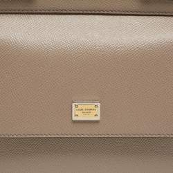 Dolce & Gabbana Taupe Leather Small Miss Sicily Top Handle Bag