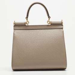 Dolce & Gabbana Taupe Leather Small Miss Sicily Top Handle Bag