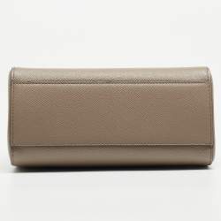 Dolce & Gabbana Taupe Leather Small Miss Sicily Top Handle Bag