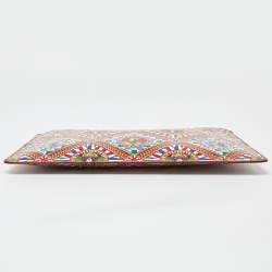 Pre Owned Dolce & Gabbana Multicolor Carretto and Queen Print Leather Wristlet Pouch 
