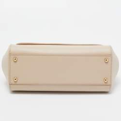 Dolce & Gabbana Beige Leather Medium Miss Sicily Top Handle Bag