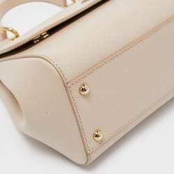 Dolce & Gabbana Beige Leather Medium Miss Sicily Top Handle Bag