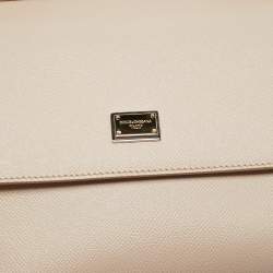 Dolce & Gabbana Beige Leather Medium Miss Sicily Top Handle Bag