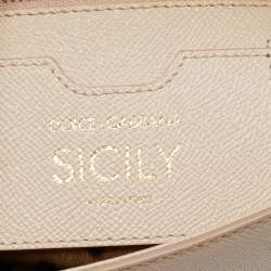 Dolce & Gabbana Beige Leather Medium Miss Sicily Top Handle Bag