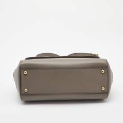 Pre Owned Dolce & Gabbana Grey Leather Medium Miss Sicily Top Handle Bag