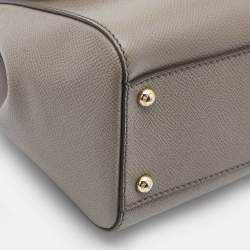Pre Owned Dolce & Gabbana Grey Leather Medium Miss Sicily Top Handle Bag