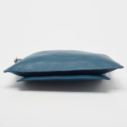 Pre Owned Dolce & Gabbana Blue Leather Oversized Clutch