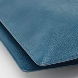 Pre Owned Dolce & Gabbana Blue Leather Oversized Clutch