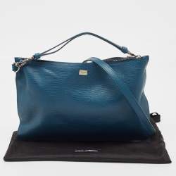 Pre Owned Dolce & Gabbana Blue Leather Oversized Clutch