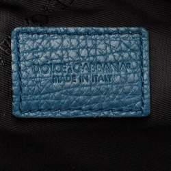 Pre Owned Dolce & Gabbana Blue Leather Oversized Clutch
