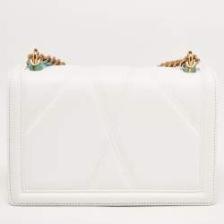 Pre Owned Dolce & Gabbana White Leather Medium Devotion Mordore Shoulder Bag