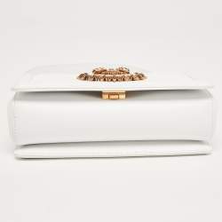 Pre Owned Dolce & Gabbana White Leather Medium Devotion Mordore Shoulder Bag
