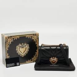 Pre Owned Dolce & Gabbana Black Leather Devotion Mordore Crossbody Bag