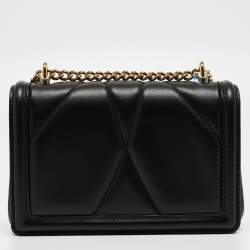 Pre Owned Dolce & Gabbana Black Leather Devotion Mordore Crossbody Bag