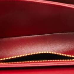 Pre Owned Dolce & Gabbana Red Leather DG Amore Crystals Top Handle Bag