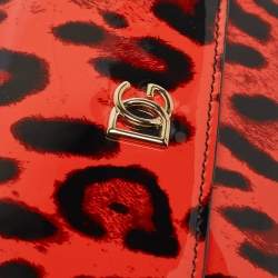 Pre Owned Dolce & Gabbana Bambino Red/Black Leopard Print Patent Leather Mini Sicily Top Handle Bag