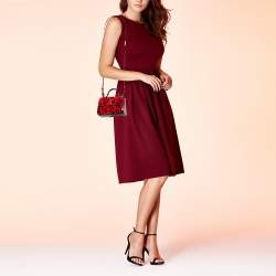 Pre Owned Dolce & Gabbana Bambino Red/Black Leopard Print Patent Leather Mini Sicily Top Handle Bag