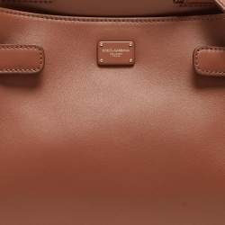Pre Owned Dolce & Gabbana Brown Leather Mini Sicily 62 Tote 