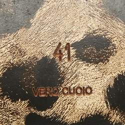 مملوكة مسبقًا Dolce & Gabbana Brown/Black Leopard Print Python Open Toe Platform Pumps Size 41