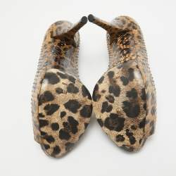 مملوكة مسبقًا Dolce & Gabbana Brown/Black Leopard Print Python Open Toe Platform Pumps Size 41