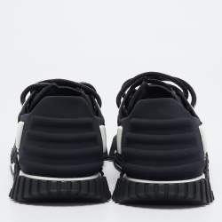 Pre Owned Dolce & Gabbana Black Suede and Fabric Ns1 Logo Mixed-Media Low Top Sneakers Size 40