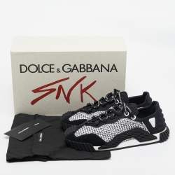 Pre Owned Dolce & Gabbana Black Suede and Fabric Ns1 Logo Mixed-Media Low Top Sneakers Size 40