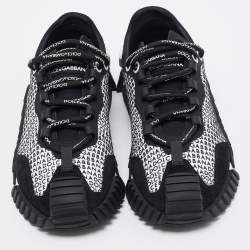 Pre Owned Dolce & Gabbana Black Suede and Fabric Ns1 Logo Mixed-Media Low Top Sneakers Size 40