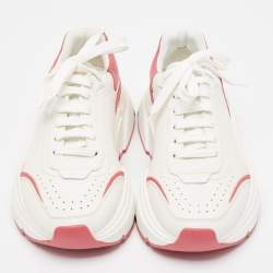 Pre Owned Dolce & Gabbana White/Pink Leather Daymaster Sneakers Size 38