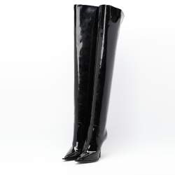 Dolce & Gabbana Black Patent Leather Thigh High Boots Size 36