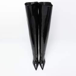 Dolce & Gabbana Black Patent Leather Thigh High Boots Size 36