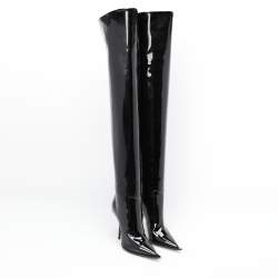 Dolce & Gabbana Black Patent Leather Thigh High Boots Size 36