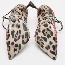 Pre Owned Dolce & Gabbana Multicolor Floral Satin and Patent Leather Mary Jane Pumps Size 38