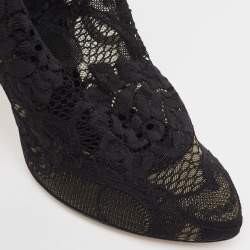 Pre Owned Dolce & Gabbana Black Lace Stretch Sock Pumps Size 39.5