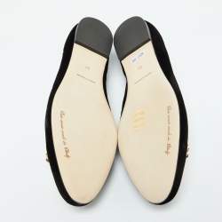 Dolce and Gabbana Black Velvet Crystal Embellished Smoking Slippers Size 39