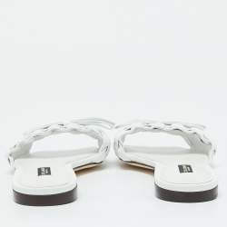 Dolce & Gabbana White Braided Leather Flat Slides Size 36