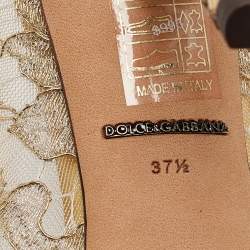 Pre Owned Dolce & Gabbana Gold Lace Bellucci Pumps Size 37.5