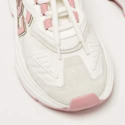 Pre Owned Dolce & Gabbana White/Pink Leather and Suede Daymaster Low Top Sneakers Size 37
