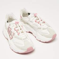 Pre Owned Dolce & Gabbana White/Pink Leather and Suede Daymaster Low Top Sneakers Size 37