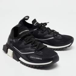 Pre Owned Dolce & Gabbana Black Mesh and Rubber Sorrento Lace Up Sneakers Size 41