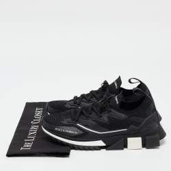 Pre Owned Dolce & Gabbana Black Mesh and Rubber Sorrento Lace Up Sneakers Size 41