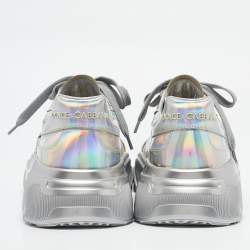 Pre Owned Dolce & Gabbana Iridescent Leather DG Logo Lace Up Sneakers Size 40